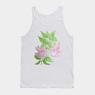 Pink fuchsia flowers with leaves floral Tank Top